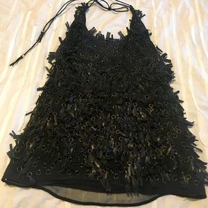 Black Leather Halter Top by Catherine Malandrino